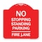 Signmission No Stopping Standing Parking-Fire Lane, Red & White Aluminum Sign, 18" x 18", RW-1818-23571 A-DES-RW-1818-23571 - alternate 1